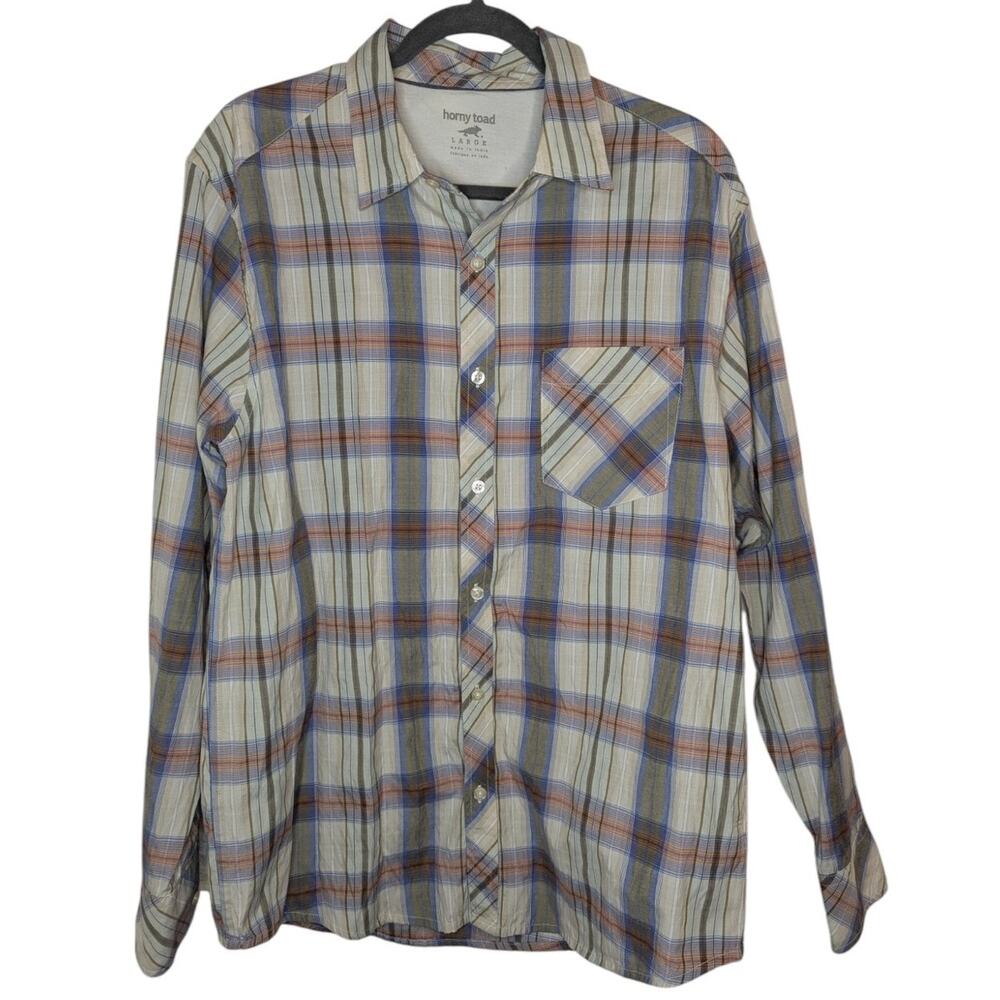 Horny Toad Vanquish Plaid Organic Cotton Button Down Large